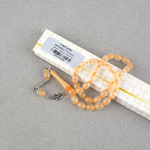 Kedig�z� Toz Kehribar Alpaka P�sk�ll� Beyzi Kesim 7x11mm Tesbih Turuncu