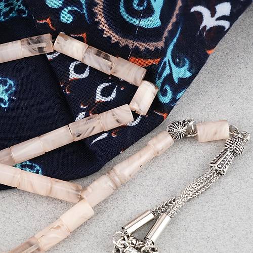 S�kma Kehribar Kesme Kesim Alpaka P�sk�ll� 6x10mm Tesbih