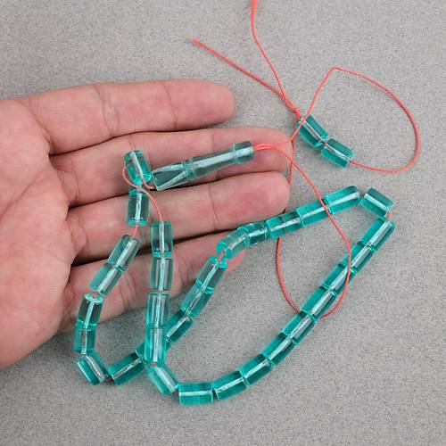 U�ak Cam� Kesme Kesim 7x10.5mm Tesbih - �effaf Ye�il