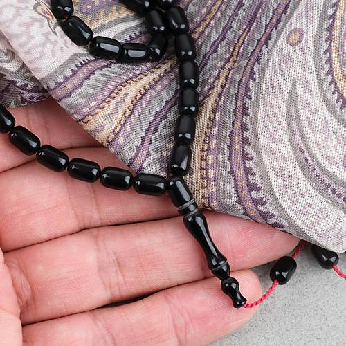 S�kma Kehribar Kaps�l Kesim Sistemli Bilek Boy 5x8mm Tesbih Siyah