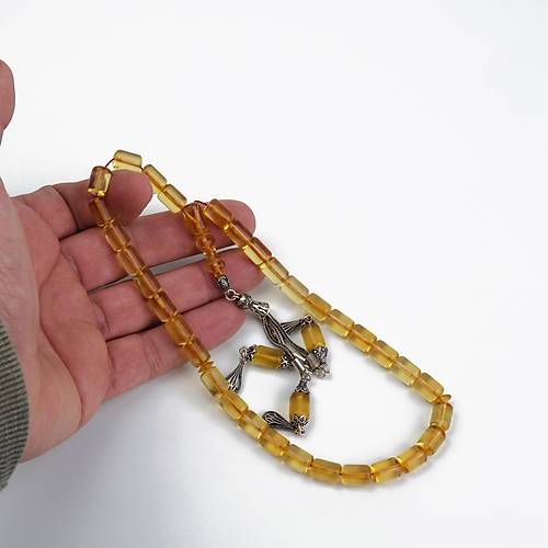 Su Damlas Doal Kaya Damla Kehribar 925Ayar 3Sallant Gm Pskl Kapsl Kesim 7x10mm Tesbih