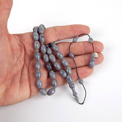 Katalin Beyzi Kesim 7.5x11 mm Tesbih - Gri