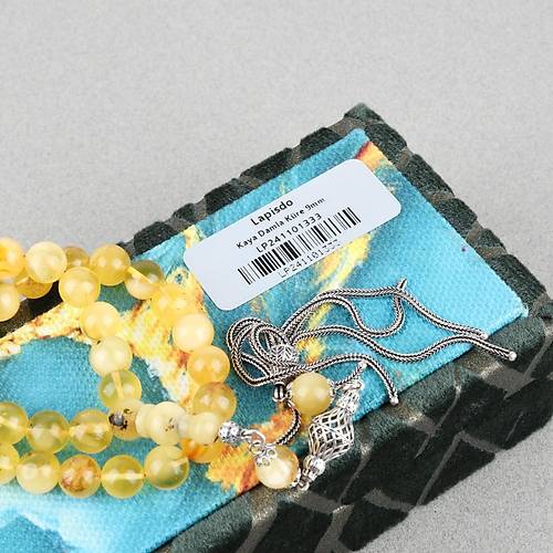 Kaya Damla Bilek Boy 925Ayar G�m�� P�sk�l K�re Kesim 9mm Tesbih