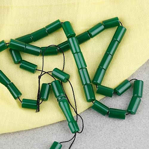 S�kma Kehribar Kesme Kesim 6x10mm Tesbih P�sk�ls�z- Ye�il
