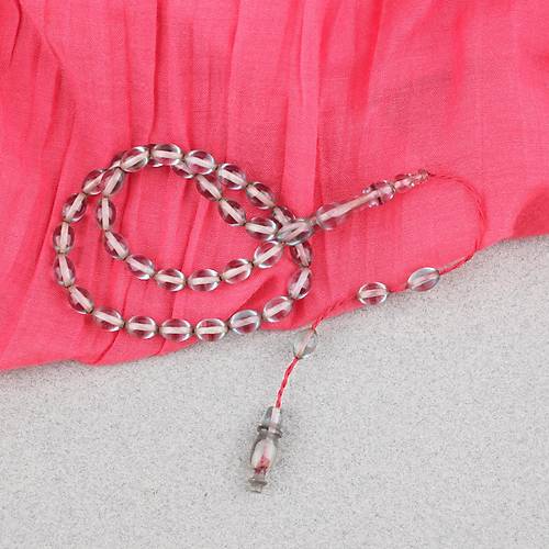 S�kma Kehribar Beyzi Kesim Sistemli Bilek Boy 5x8mm Tesbih A��k Ye�il