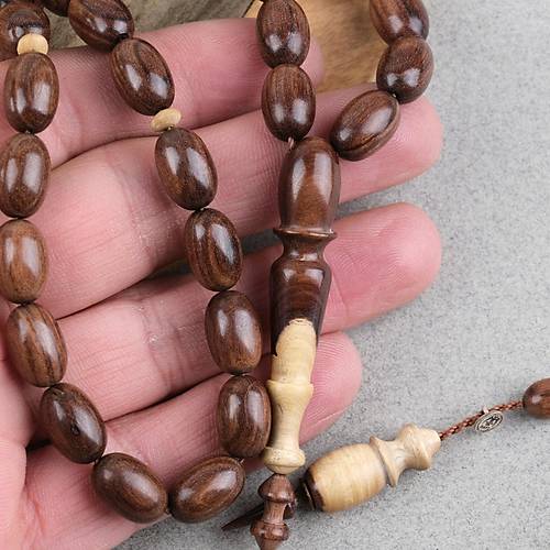 Cocus A�ac� Usta ��i �mzal� Bademi Kesim 9x13mm Tesbih