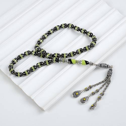 Erzurum Oltu 925Ayar Gm Pskl emiblbl Katalin leme Nakka mame Kapsl Kesim 7.5x12.5mm Tesbih