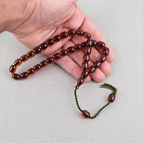 Ate� Kehribar Alman �ubuk Kaps�l Kesim 9x10mm Tesbih