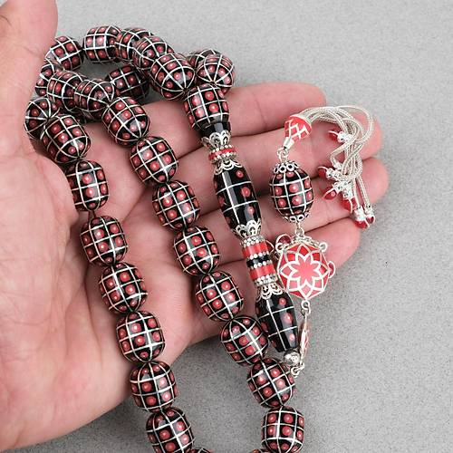 Erzurum Oltu 925Aayar Gm Pskl ,leme,Nak ve mame Kapsl Kesim 13x15mm Tesbih