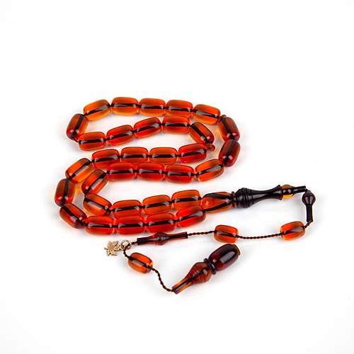 Ate Kehribar Frnl mame Kapsl Kesim 8x13mm Tesbih -Amber Rengi
