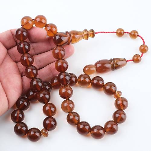 Sumatra Kaya Damla Kehribar Kre Kesim 16mm Tesbih