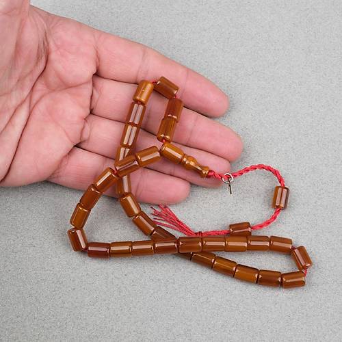 Omari S�kma Kehribar Yumu�ak Kesme Kesim Sistemli 7.5x10.5mm Tesbih