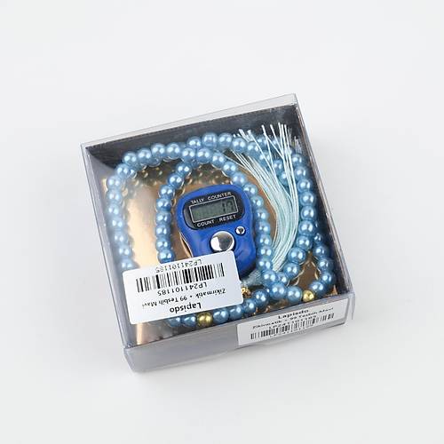 Zikirmatik Elektronik Tesbih ve 99luk Namaz Tesbih Seti -Mavi