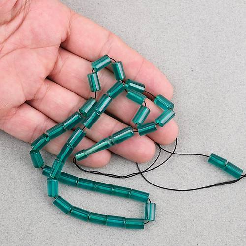 S�kma Kehribar Kesme Kesim 6x10mm Tesbih P�sk�ls�z A��k Ye�il