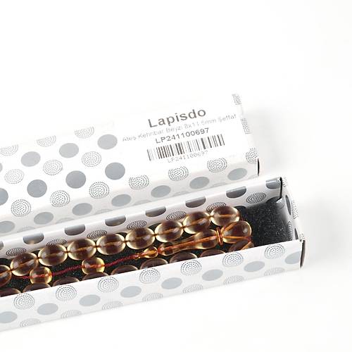 Ate Kehribar Beyzi Kesim 8x11.5mm Tesbih -effaf Beyaz- brahim Yeilnacar Usta ilii
