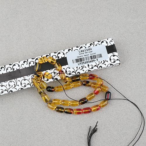 S�kma Kehribar Kaps�l Kesim 7x11mm Tesbih P�sk�ls�z