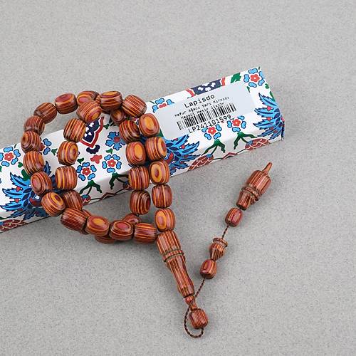 Kafur A�ac� Kaps�l Kesim 11x12mm Tesbih - Sar� K�rm�z�