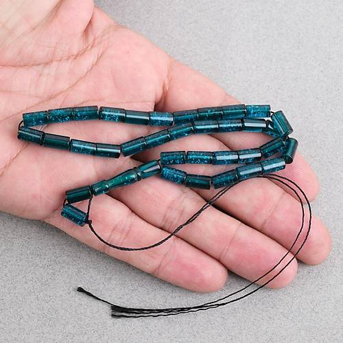 S�kma Kehribar Bilek Boy Kesme Kesim 5x9mm Tesbih -Koyu Ye�il