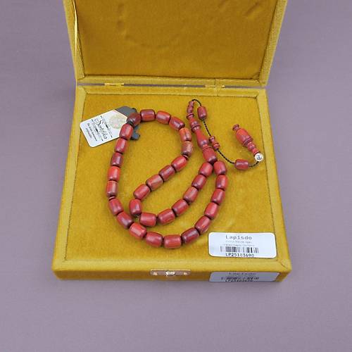 K�rm�z� Sandal A�ac� Usta ��i �mzal� Kaps�l Kesim 10x13mm Tesbih