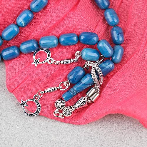 S�kma Kehribar Kaps�l Kesim Alpaka P�sk�ll� 7x11mm Tesbih