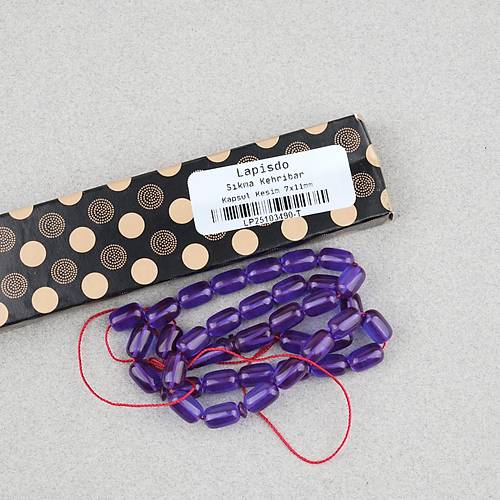 S�kma Kehribar Kaps�l Kesim 7x11mm Tesbih P�sk�ls�z