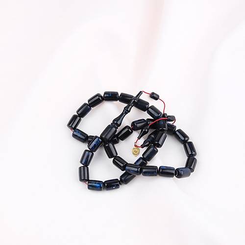 Kadim Katalin Eski Kalemlik Obje Usta i mzal Kapsl Kesim 8x12mm Tesbih - Mavi Sedefli