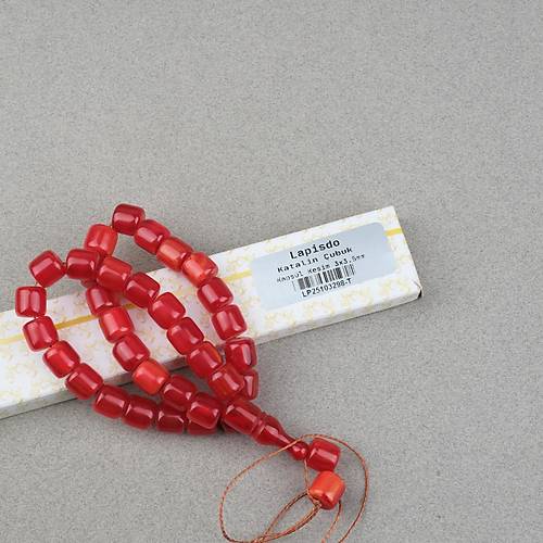 Katalin �ubuk Kaps�l Kesim 10.5x11mm Tesbih - K�rm�z� P�sk�ls�z