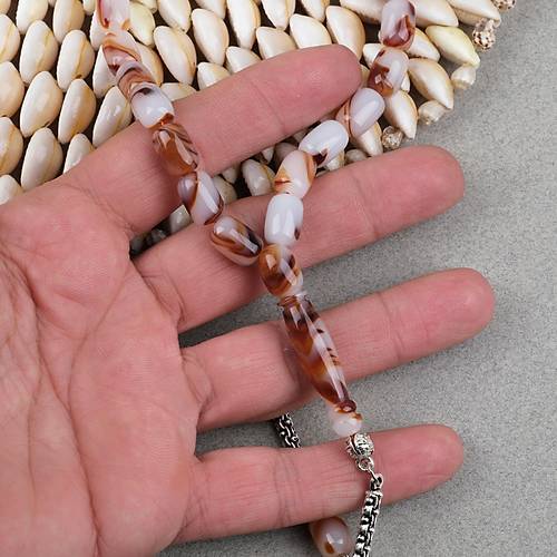 Arizona Katalin Alpaka P�sk�l Kaps�l Kesim 8x12mm Tesbih- Kahverengi