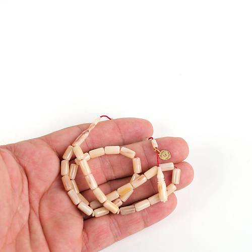 Kadim Katalin Eski Amerikan Istaka Kapsl Kesim  4x9.5mm Tesbih -Bej
