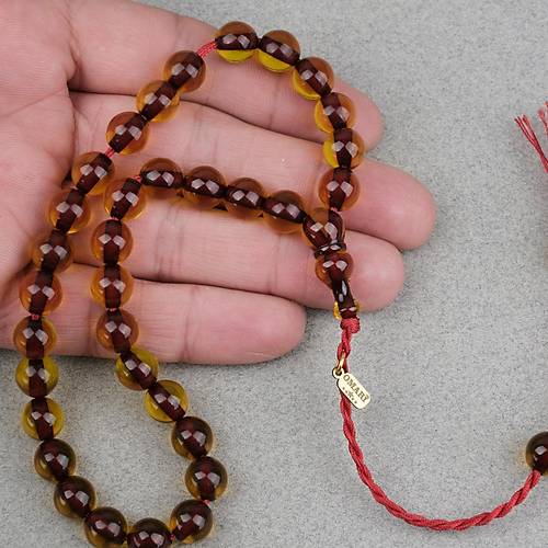 Omari Ate� Kehribar K�re Kesim Oturtma �mameli Sistemli 9mm Tesbih