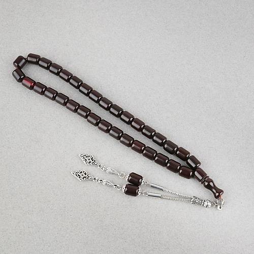 Katalin �ubuk Alpaka P�sk�l Kaps�l Kesim 9x11mm Tesbih -Koyu Bordo