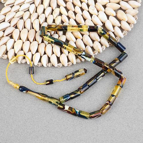 Arizona Katalin Sistemli Kesme Kesim 7x11mm Tesbih -Sar� Siyah