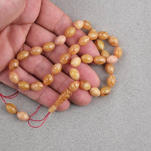 S�kma Kehribar Beyzi Kesim 7x11mm Tesbih P�sk�ls�z Sar�