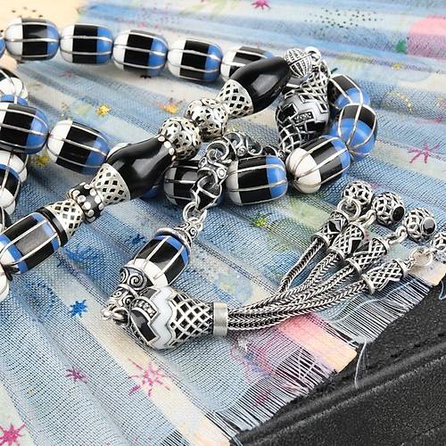 Erzurum Oltu Katalin leme 925Ayar Gm Pskl, lemeli Nakka mame F Kesim 8.5x11mm Tesbih