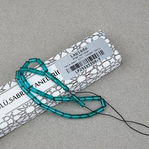 Ate� Kehribar Kesme Kesim 4x7mm Tesbih- Turkuaz Ye�ili