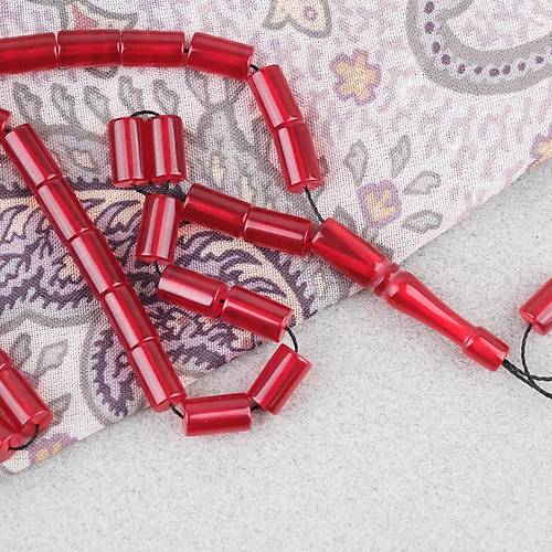 S�kma Kehribar Kesme Kesim 6x10mm Tesbih P�sk�ls�z K�rm�z�