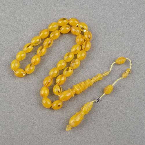 S�kma Kehribar �ubuk  Usta ��i �mzal� Yumurta Kesim 10x13mm Tesbih