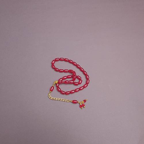 S�kma Kehribar Kaps�l Kesim P�sk�ll� 7x11mm Tesbih K�rm�z�