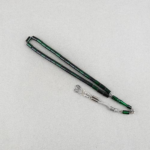 S�kma Kehribar Kesme Kesim Alpaka P�sk�ll� 6x10mm Tesbih