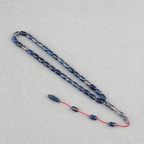 S�kma Kehribar Kaps�l Kesim Sistemli Bilek Boy 5x8mm Tesbih Mavi