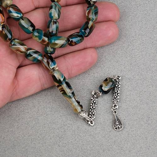 Arizona Katalin Alpaka P�sk�l Kaps�l Kesim 8x12mm Tesbih- Mavi Sar�