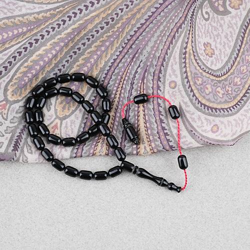 S�kma Kehribar Kaps�l Kesim Sistemli Bilek Boy 5x8mm Tesbih Siyah