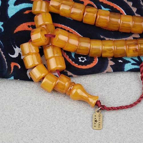 Omari S�kma Kehribar Tekerlek Kesim Oturtma �mameli Sistemli 7.5x11mm Tesbih