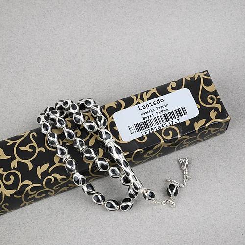 G�m�� Kaplama Kafesli Mine Beyzi 7x9mm Tesbih - Siyah