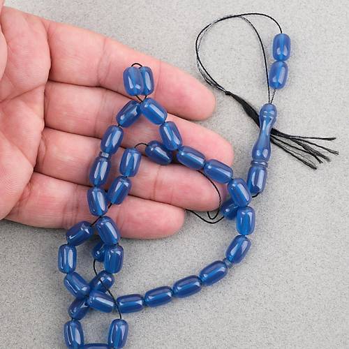 S�kma Kehribar Kaps�l Kesim 7x11mm Tesbih P�sk�ls�z Mavi