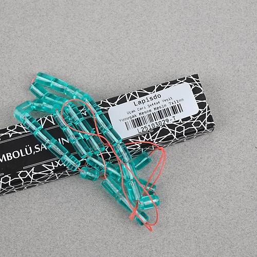 U�ak Cam� Kesme Kesim 7x10.5mm Tesbih - �effaf Ye�il