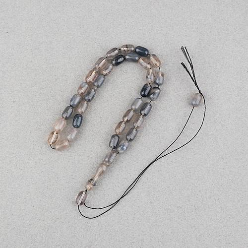 S�kma Kehribar Kaps�l Kesim 7x11mm Tesbih P�sk�ls�z Gri