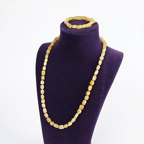 Rus Damla Kehribar Kolye(21.2�gr/63�cm) ve �Bileklik Seti (7�gr)