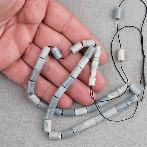 S�kma Kehribar Kesme Kesim 6x10mm Tesbih P�sk�ls�z Gri