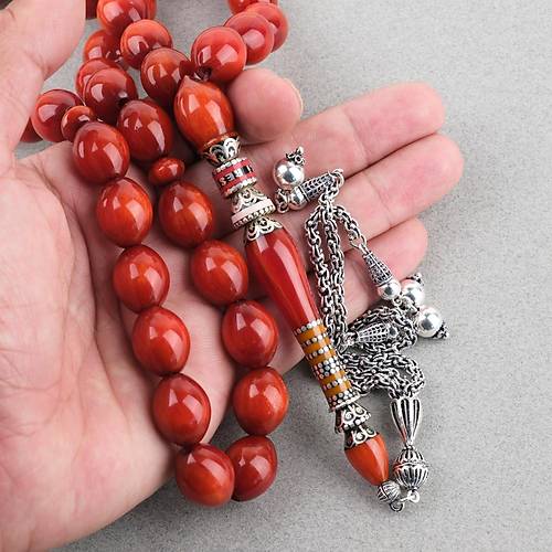 Skma Kehribar zel Gm Nak leme mame 925Ayar Gm Pskl Beyzi Kesim 14x17mm Tesbih